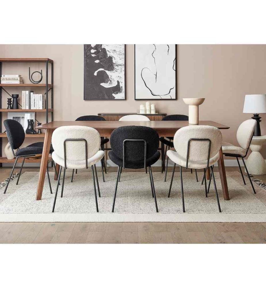 Lot de 2 chaises de salle à manger LUANA Bouclé Blanc