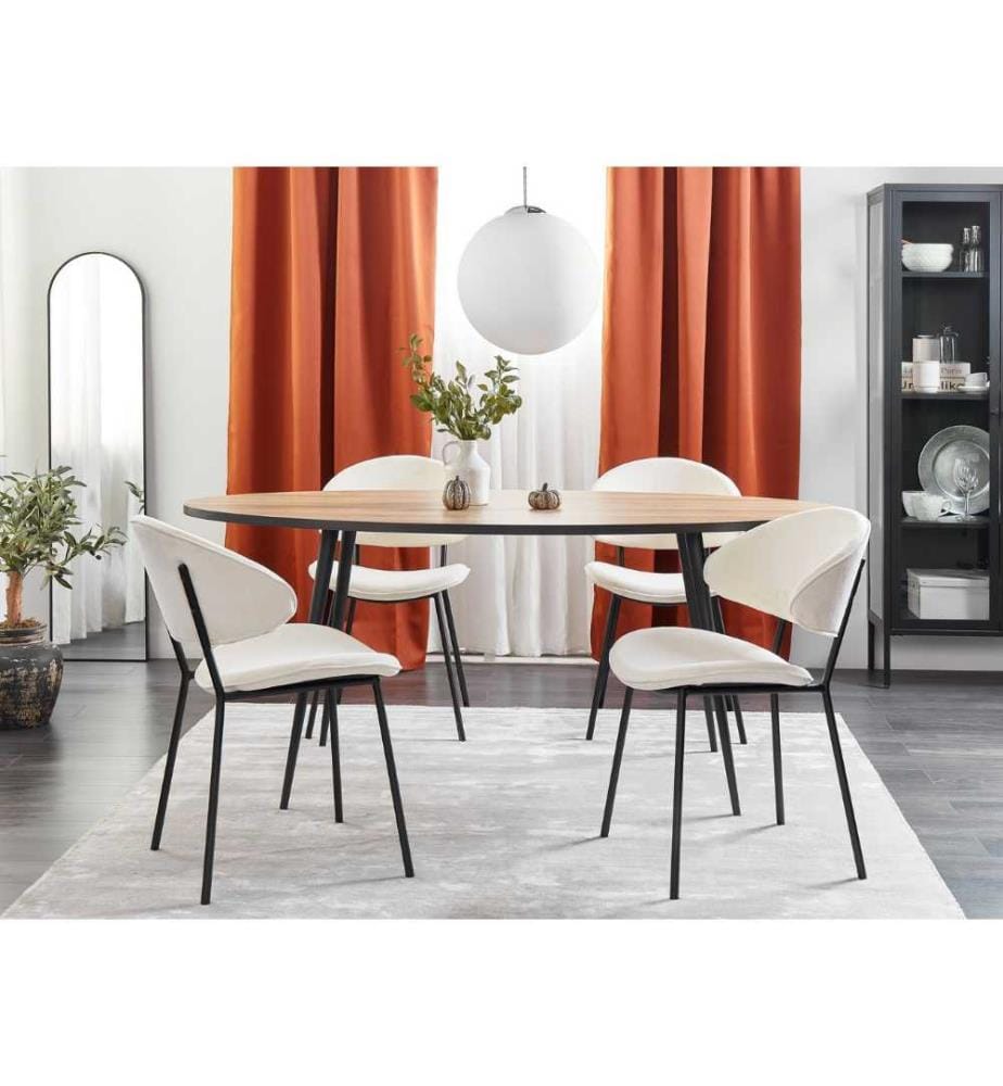 Lot de 2 chaises de salle à manger KIANA Tissu Beige clair
