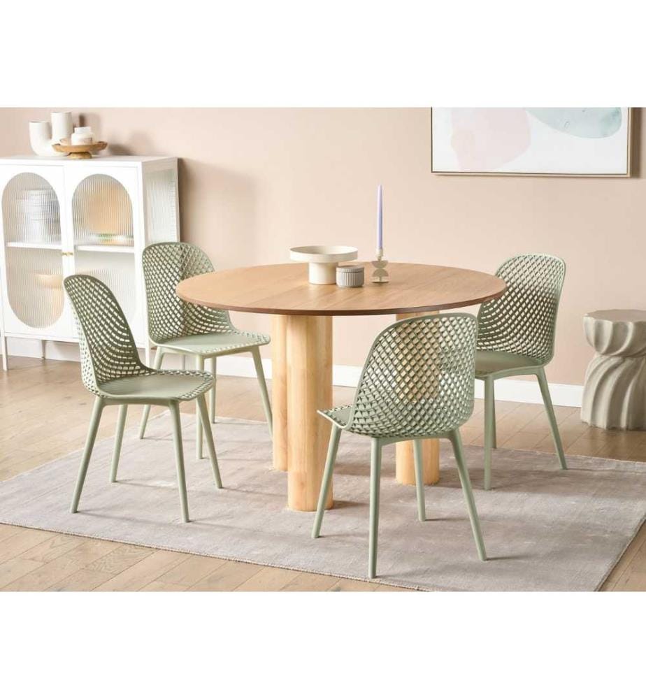 Chaises de salle à manger Set de 4 chaises en plastique vert clair Chaises pour salle à manger Table de salle à manger Moderne Minimaliste