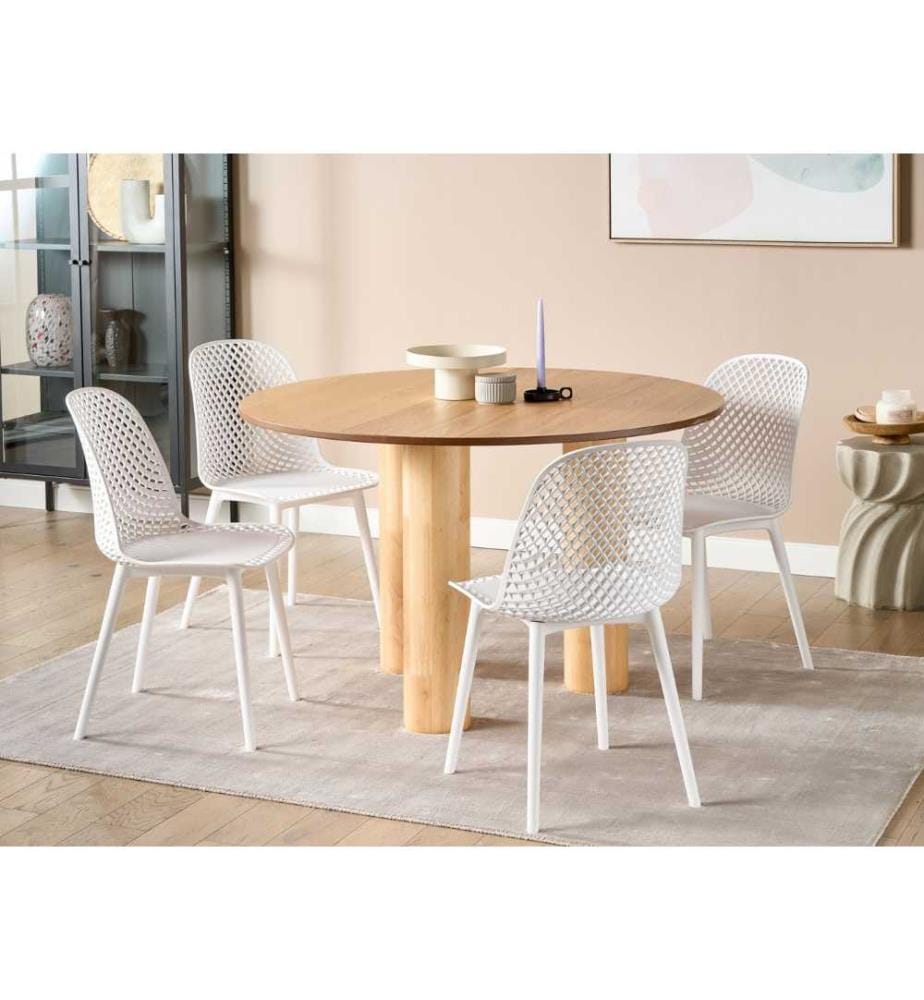 Lot de 4 chaises de salle à manger EMORY Blanc