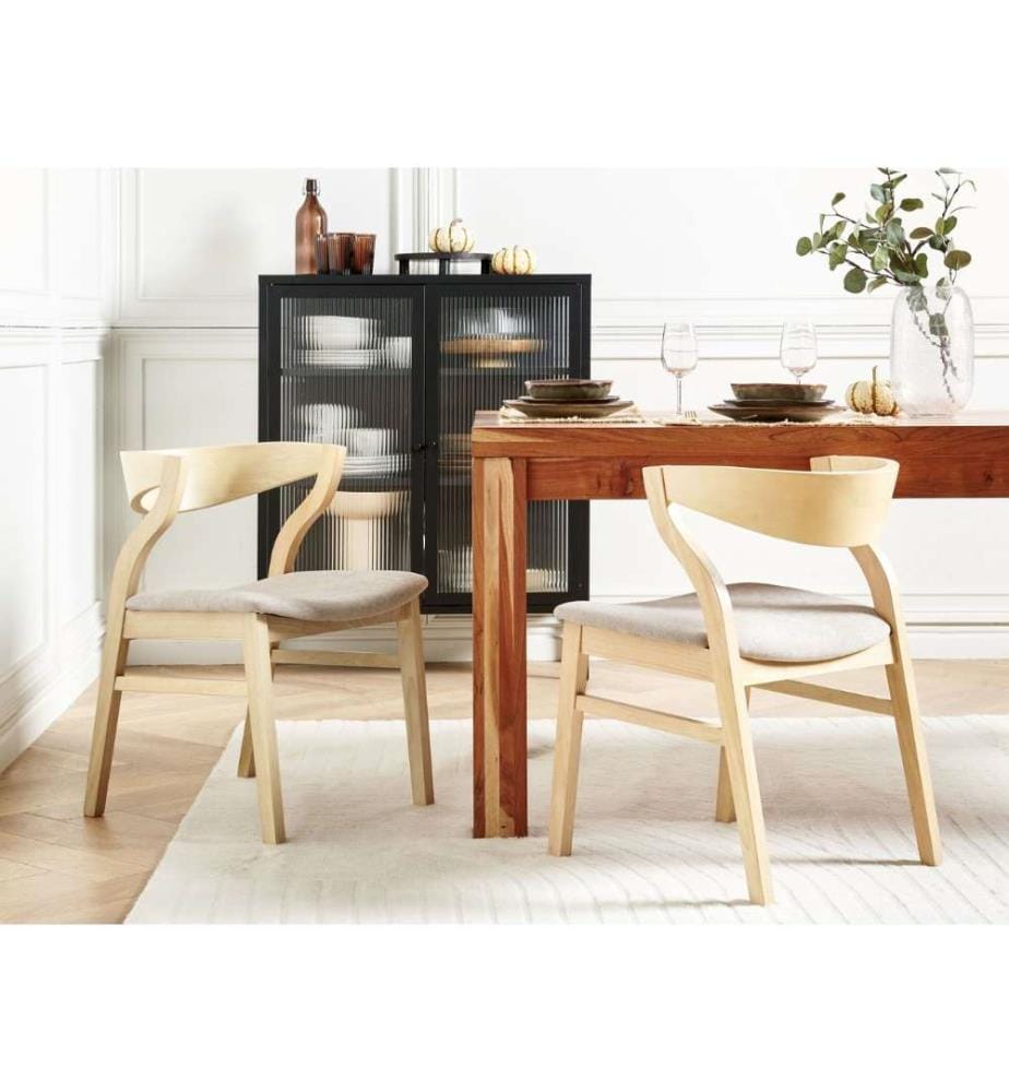 Lot de 2 chaises de salle à manger MAROA Bois Beige