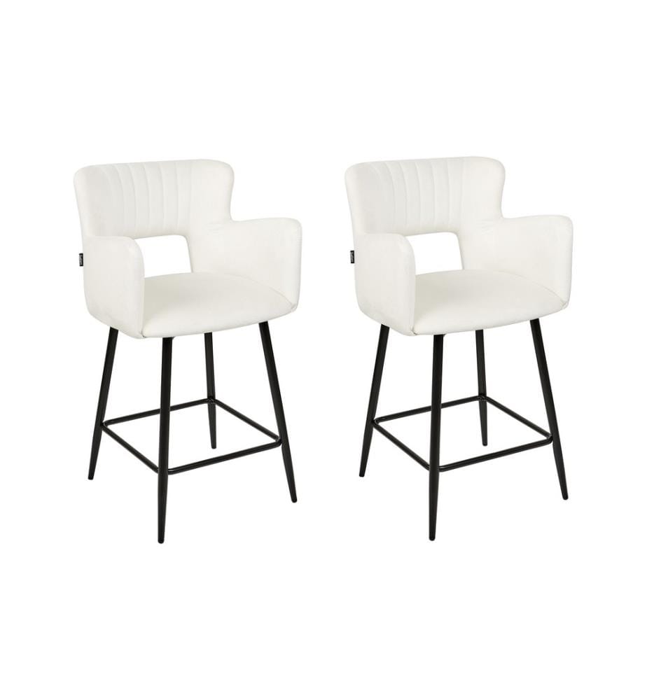 Lot de 2 chaises de bar SANILAC Velours Blanc