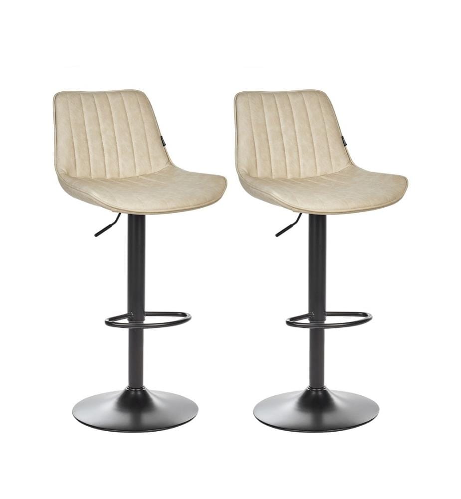 Lot de 2 chaises de bar DUBROVNIK Cuir PU Beige clair