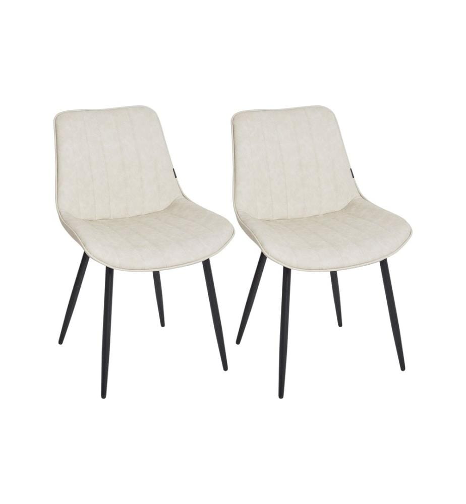 Lot de 2 chaises de salle à manger DUBROVNIK Cuir PU Beige clair