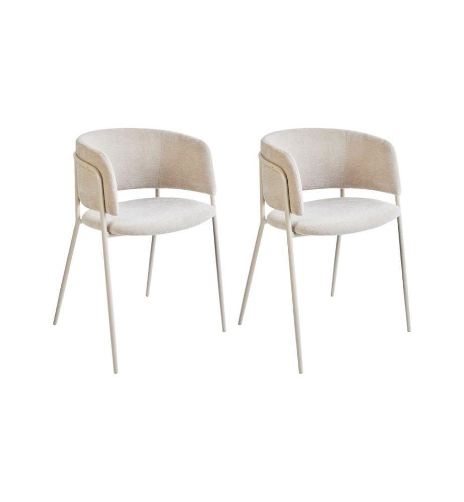 Lot de 2 chaises de salle à manger SPRINGER Tissu chenille Beige clair
