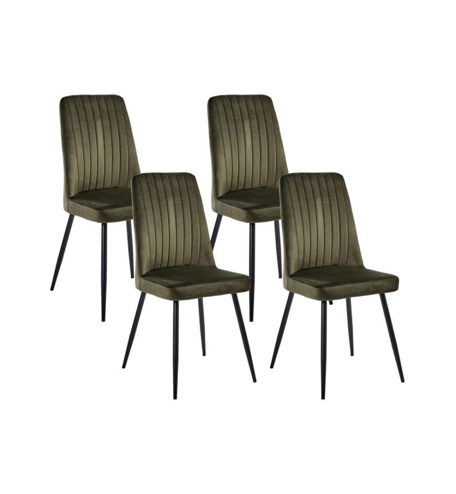 Lot de 4 chaises de salle à manger KIRBY Velours Vert foncé
