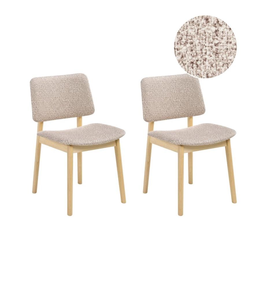 Lot de 2 chaises de salle à manger BLANE Bouclé Marron clair/taupe