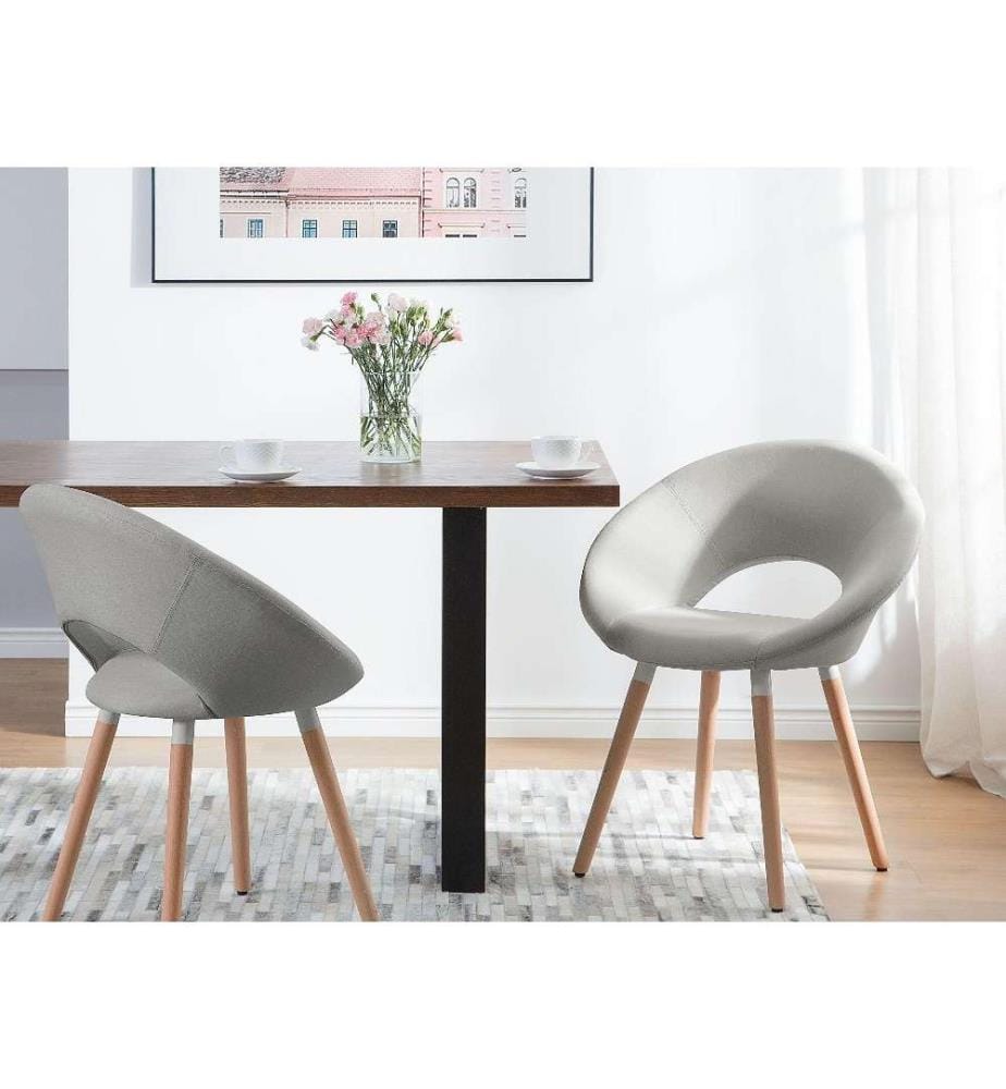 Lot de 2 chaises de salle à manger ROSLYN Tissu Gris clair