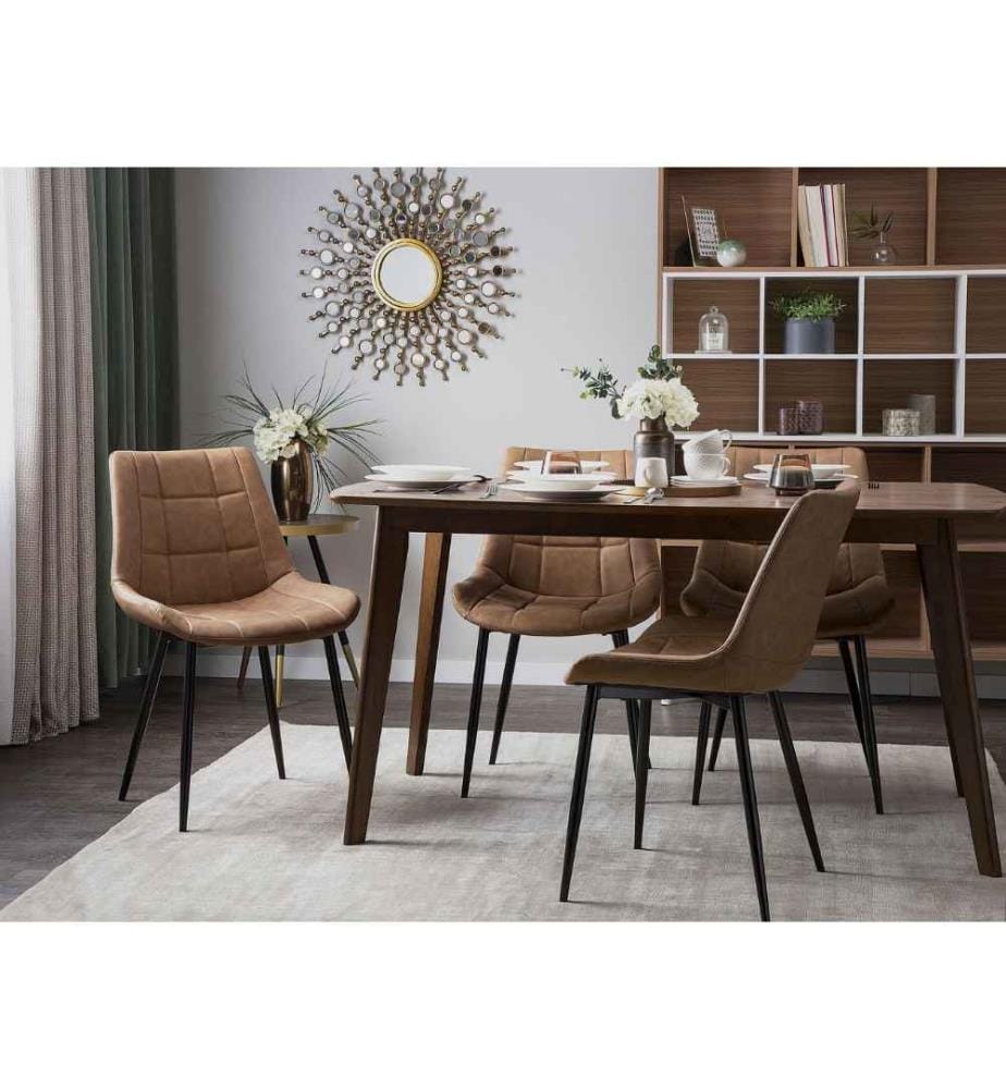 Set 2 Chaises Tapissées en Cuir PU Marron avec Motif Élégant Classique pour Salle à Manger Rétro et Moderne ou Salle de Conférences