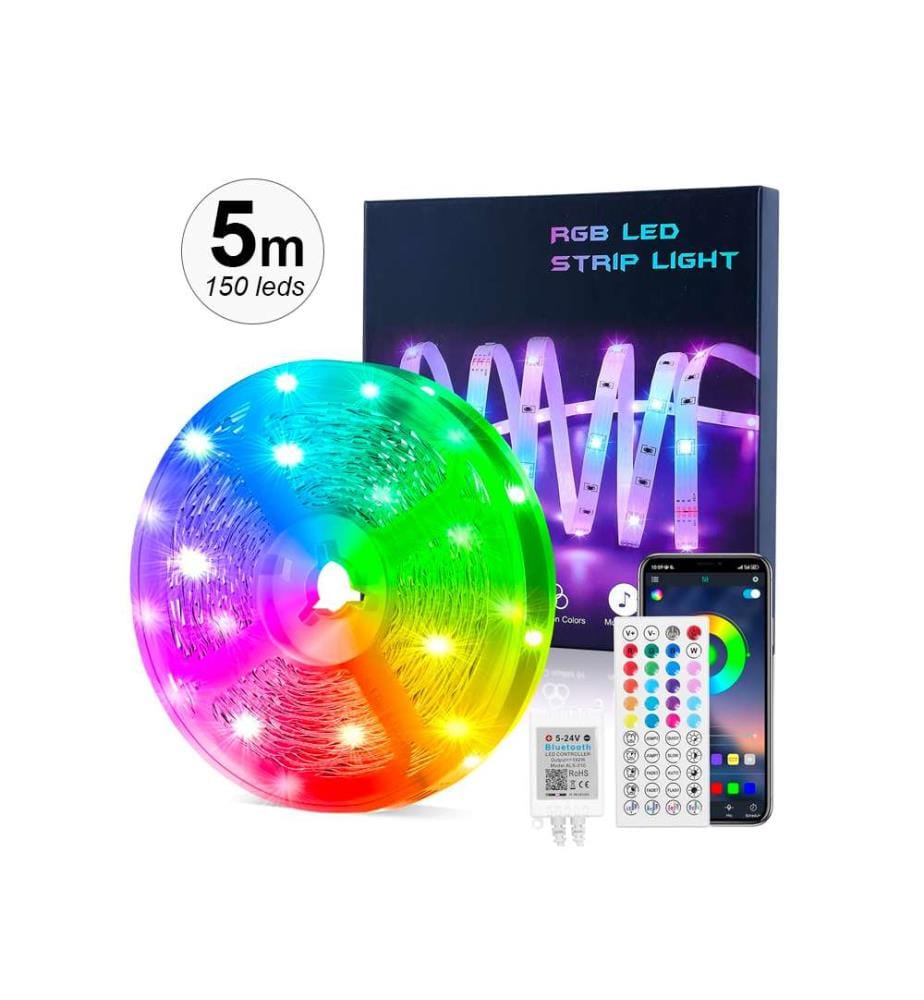 Ruban LED Bluetooth 5 m connecté avec télécommande