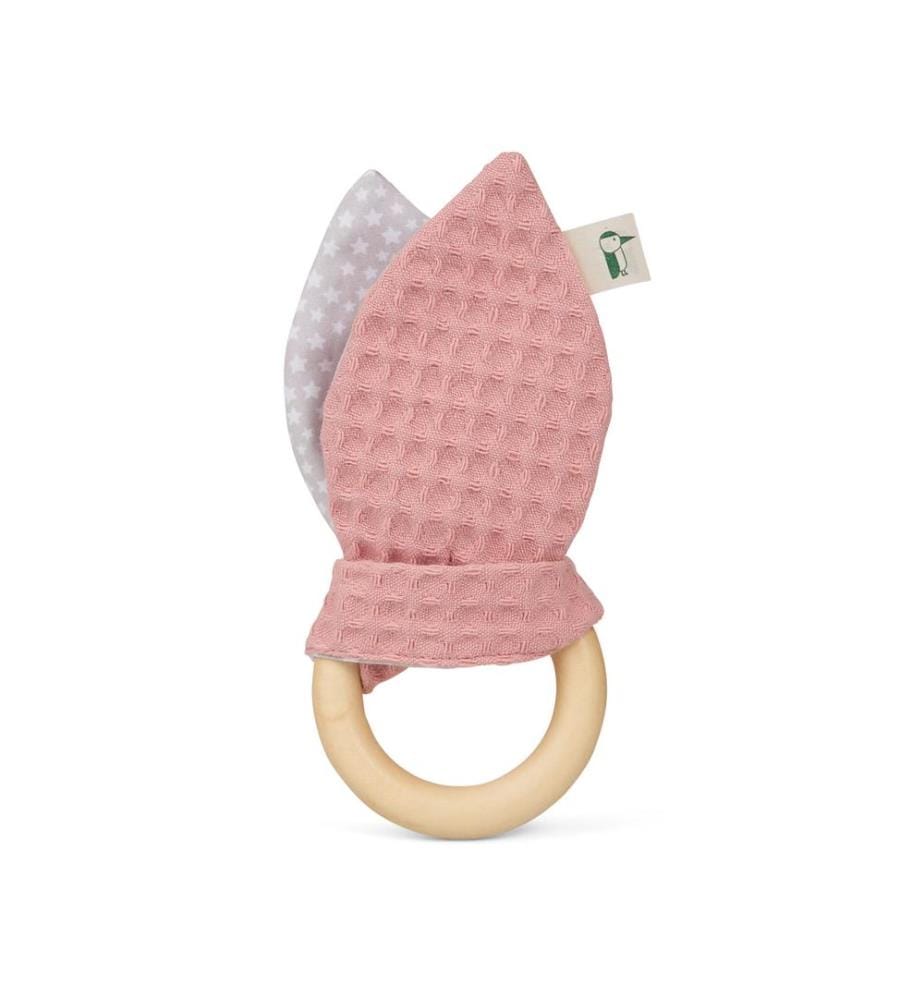 Hochet avec oreilles en tissu rose