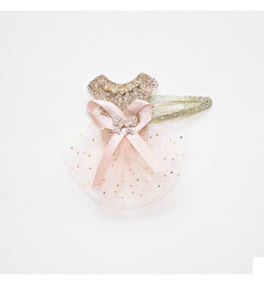 Barrette cheveux Robe princesse dorée