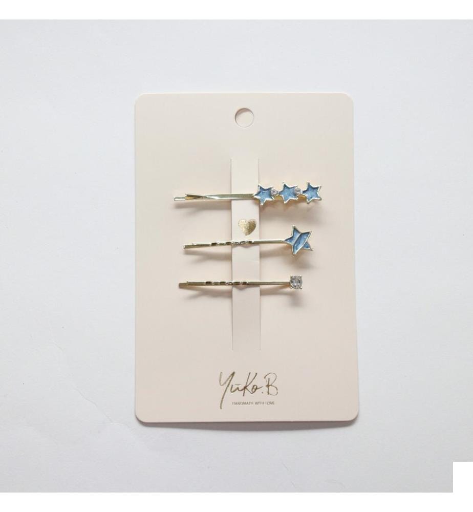 Barrettes à cheveux 3 pcs. Etoile bleu