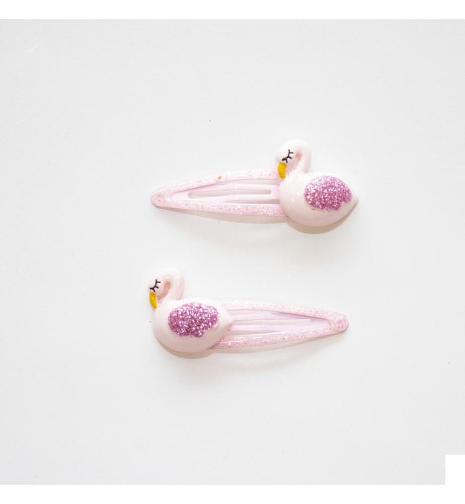 Barrettes cheveux 2 pcs. Cygnes roses