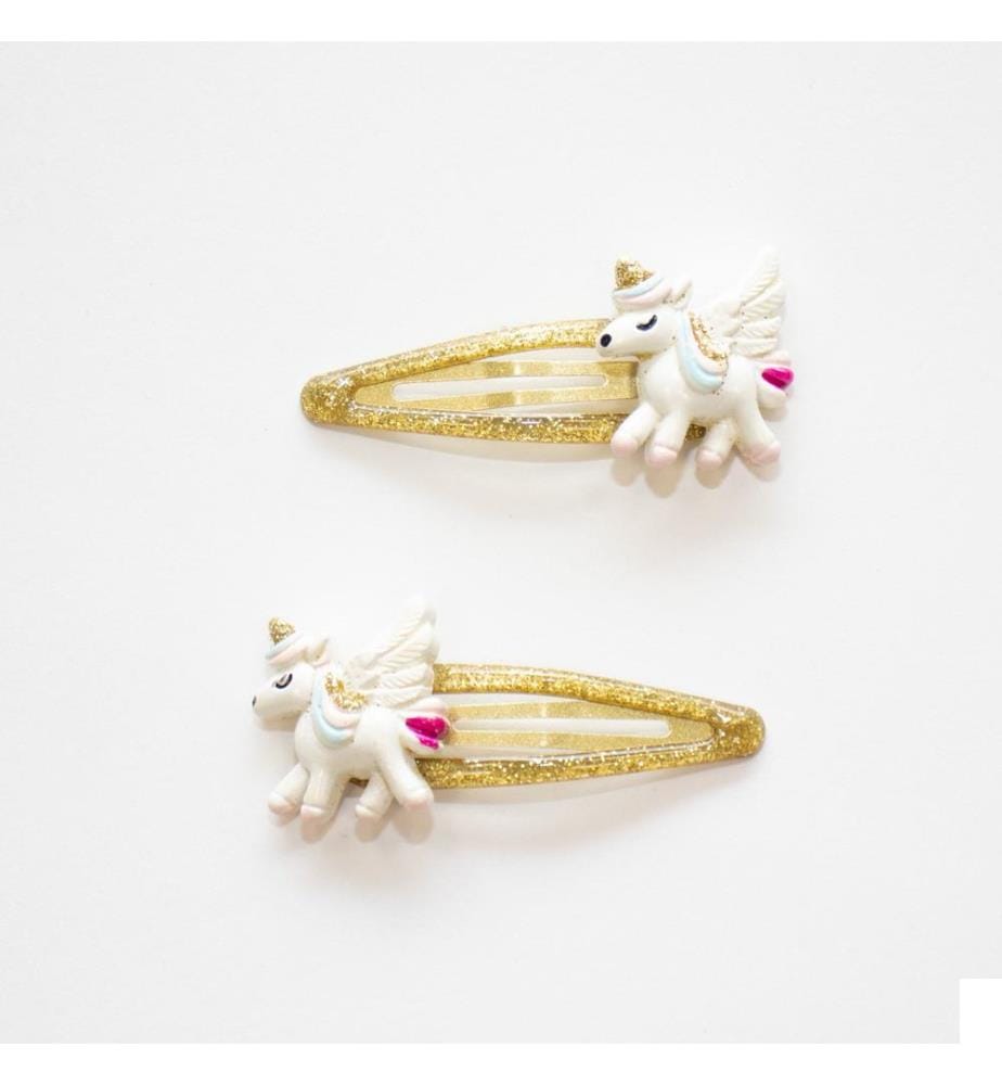 Barrettes cheveux 2 pcs. Licornes dorées