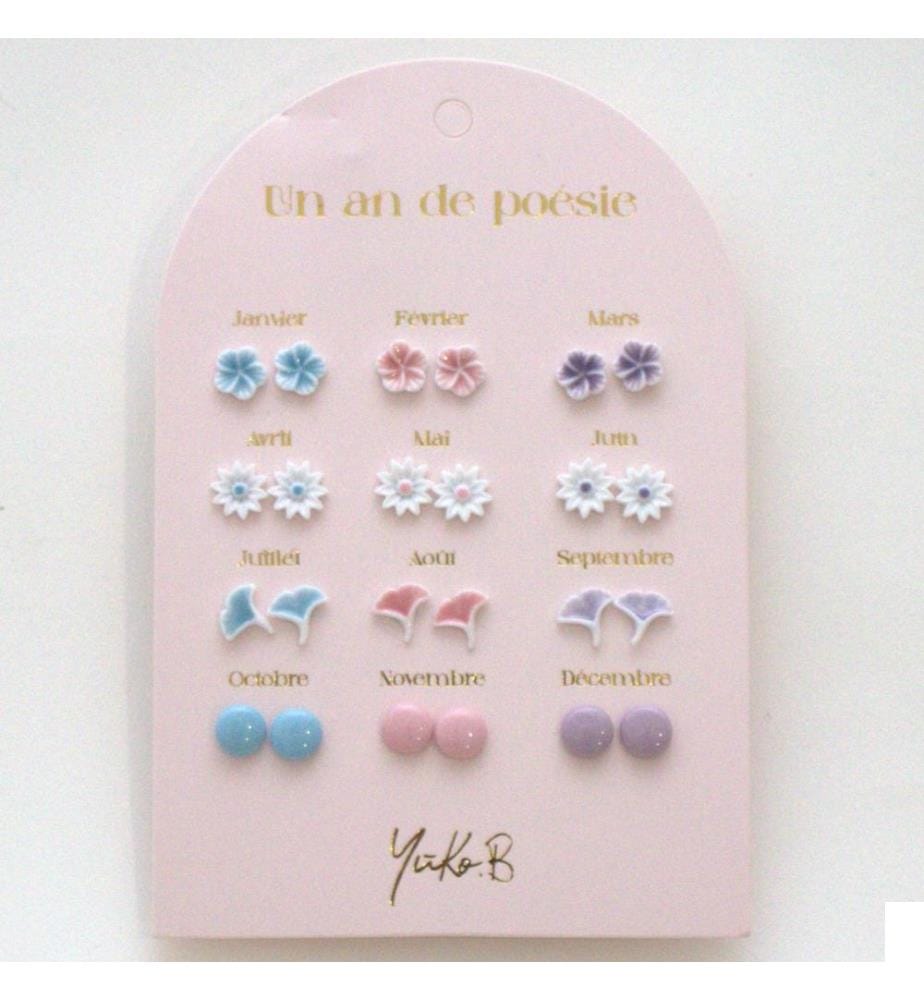 Boucles doreilles Un an de Poésie Pastel