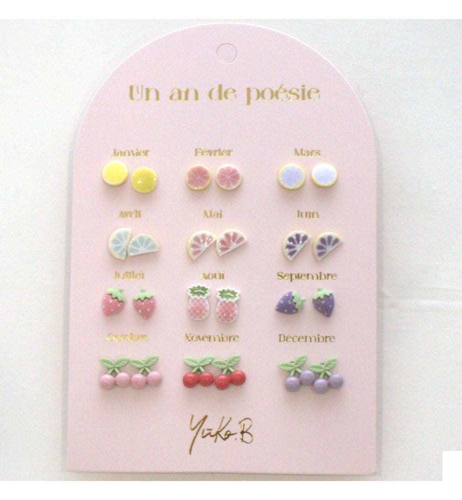 Boucles doreilles Un an de Poésie Fruitée