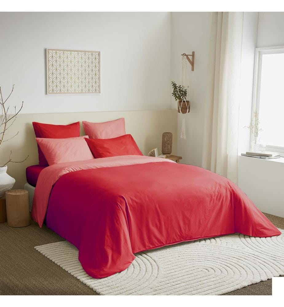 Pack Complet Housse de couette Bicolore 220 x 240 cm & Drap housse 140 x 190 cm - Capucine & Clémentine