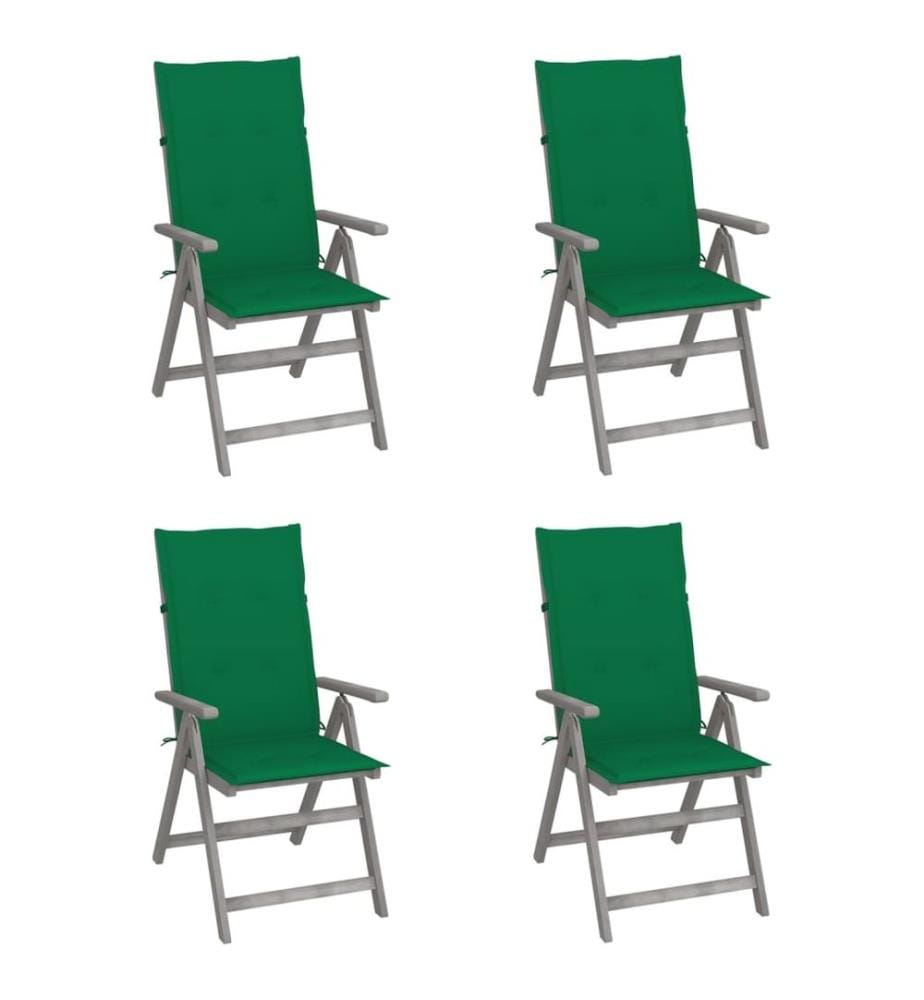 Chaises inclinables de jardin lot de 4 et coussins Bois acacia