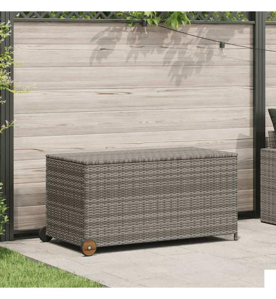 Boîte de rangement de jardin gris clair 120x65x61 cm rotin