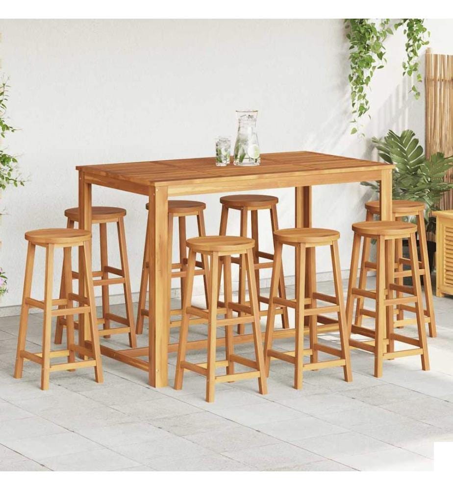 Tabourets de bar lot de 8 bois massif d'acacia