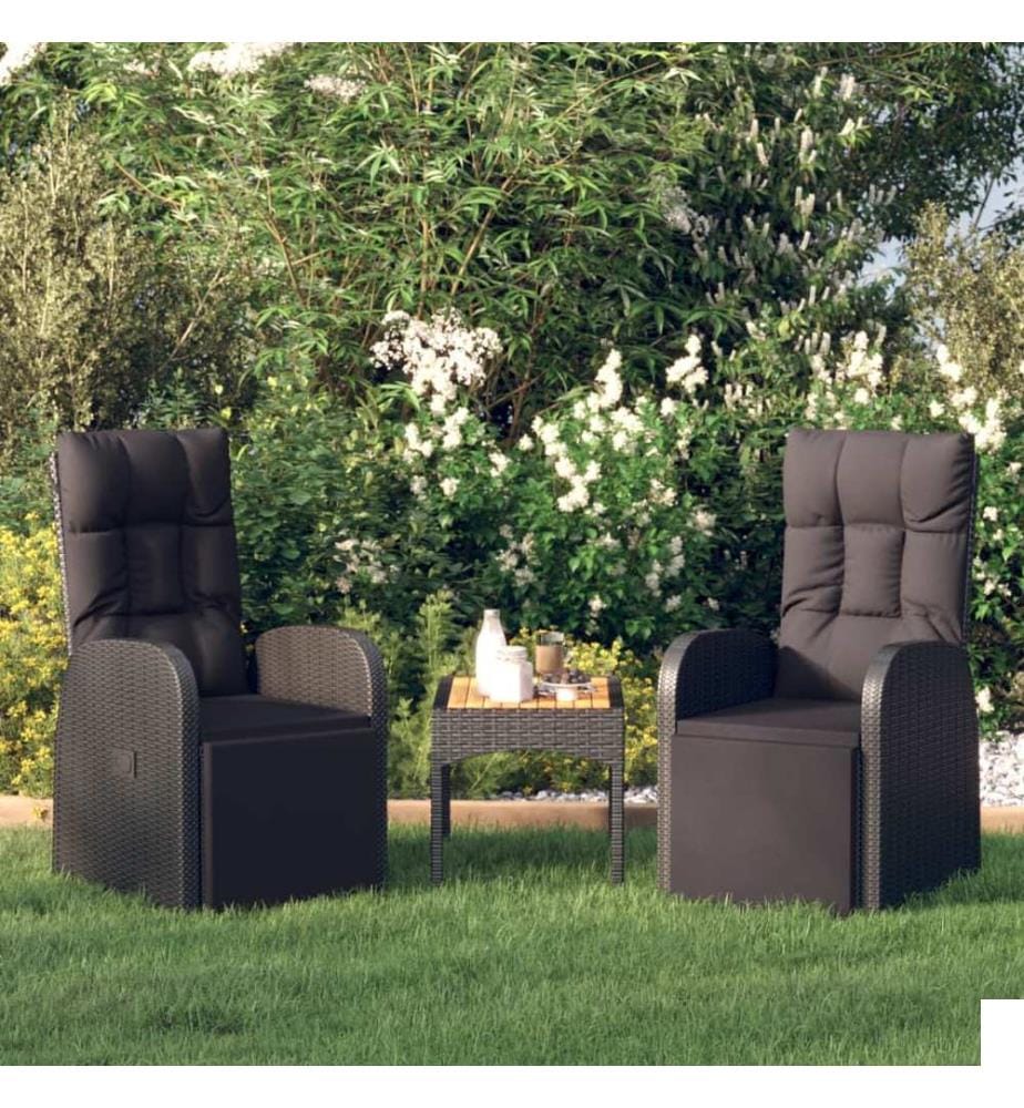 Chaises de jardin inclinables coussins lot de 2 Résine tressée