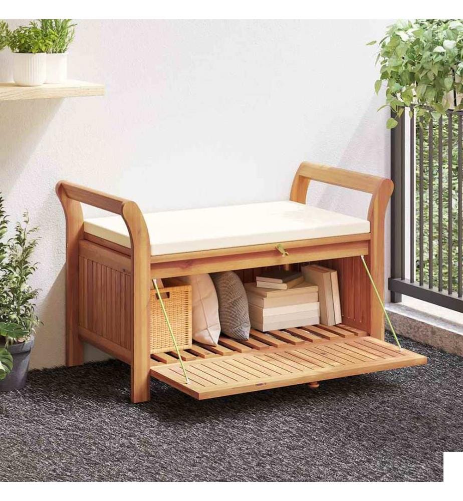 Banc de rangement de jardin avec coussin 91 cm Bois d'acacia