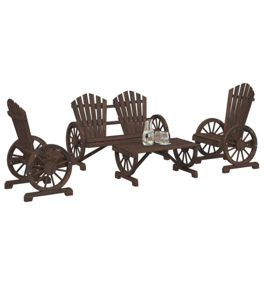 Salon de jardin 4 pcs bois de sapin massif