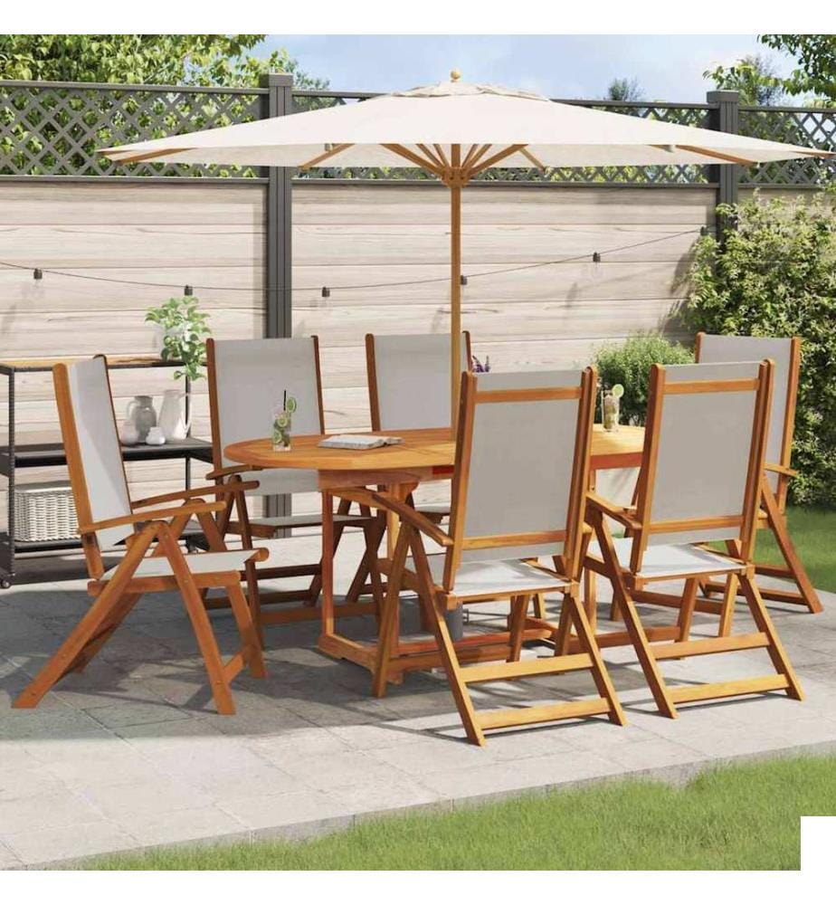 Chaises pliables de jardin lot de 6 bois d'acacia et textilène