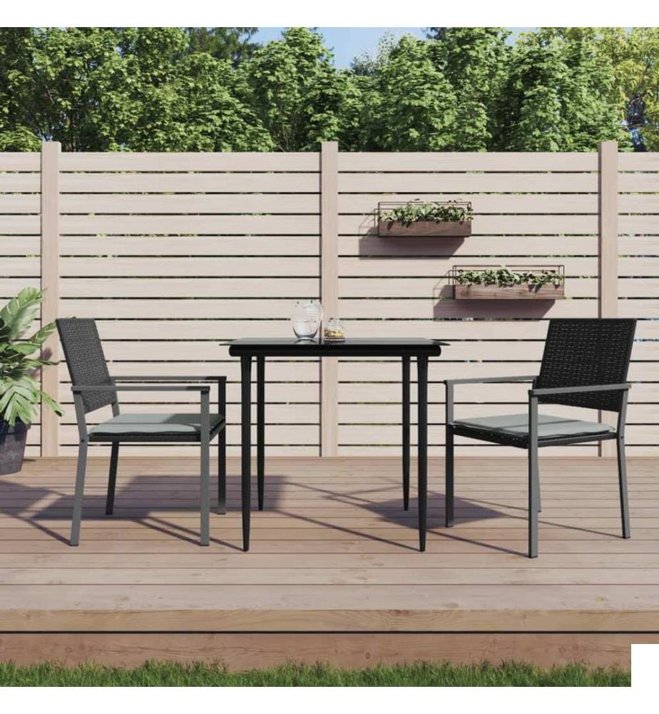 Chaises de jardin et coussins lot de 2 noir 54x62,5x89 cm rotin