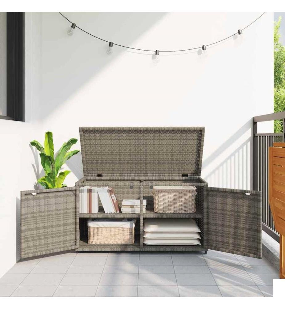 Armoire de rangement jardin gris 110x55x60,5 cm résine tressée