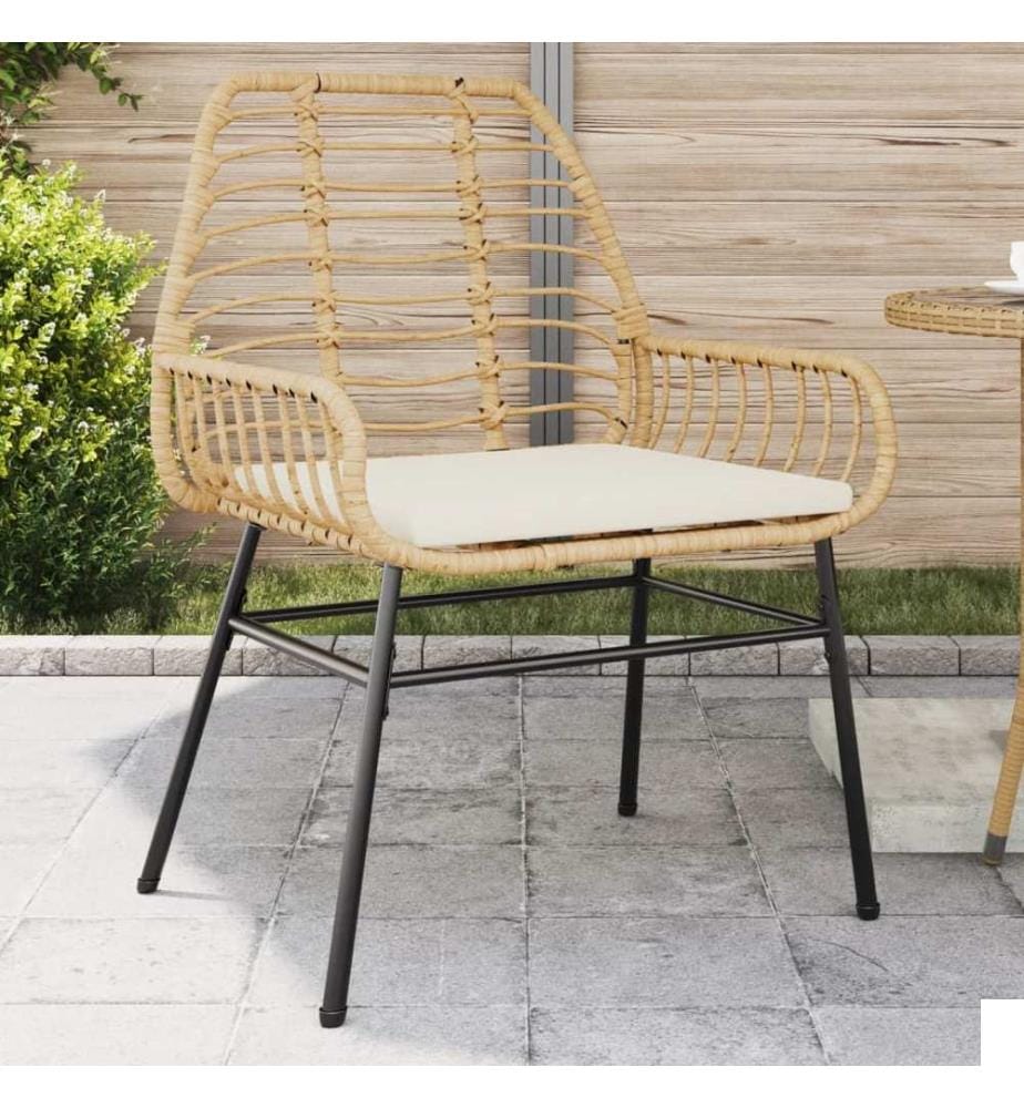 Chaises de jardin lot de 2 et coussins marron rotin