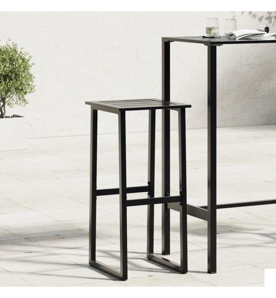 Tabourets de bar lot de 4 noir acier enduit de poudre