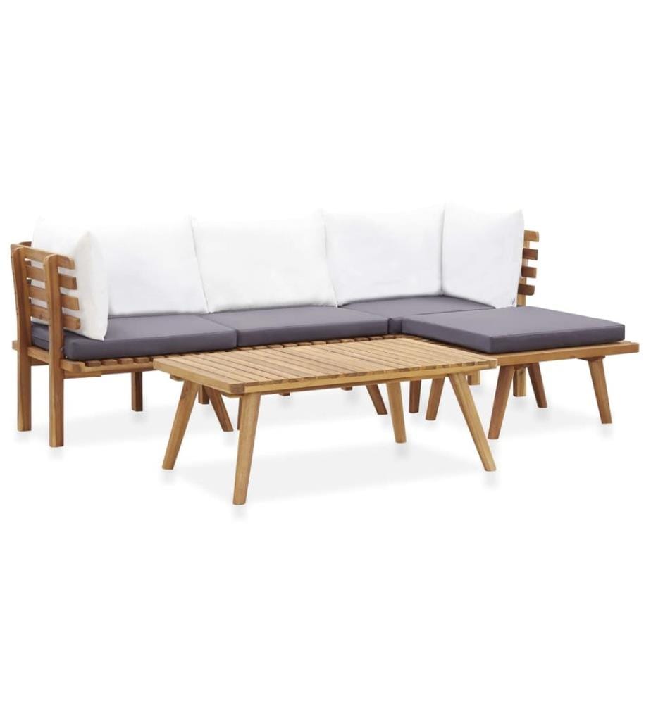 Salon de jardin 5 pcs bois d'acacia solide