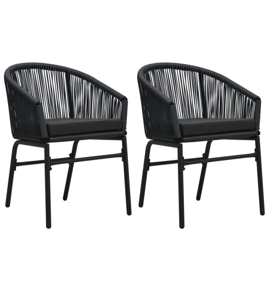 Chaises de jardin lot de 2 Noir Rotin PE