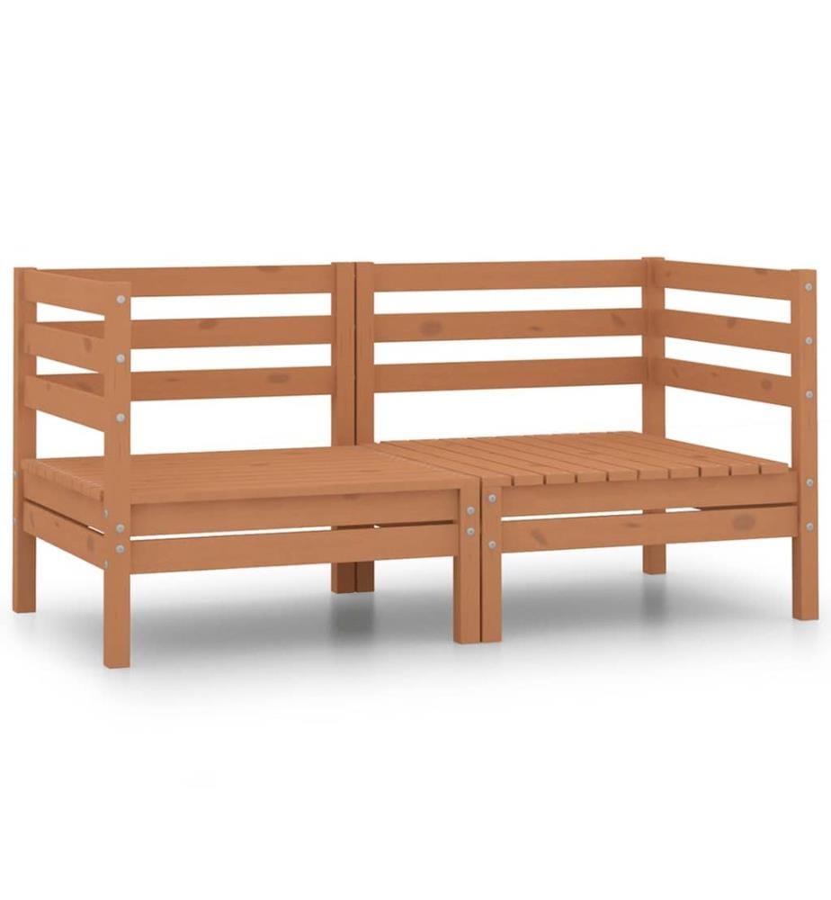 Canapés d'angle de jardin 2 pcs marron miel bois de pin solide