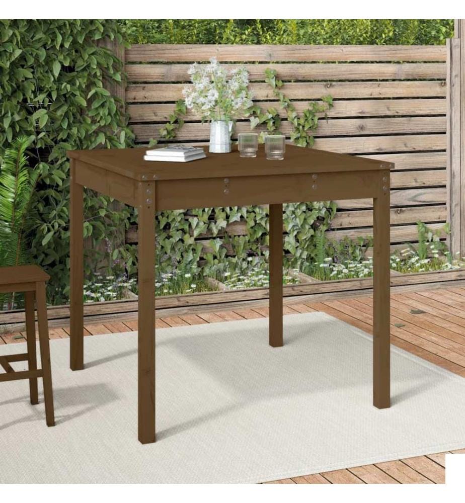 Table de jardin marron miel 82,5x82,5x76 cm bois massif de pin