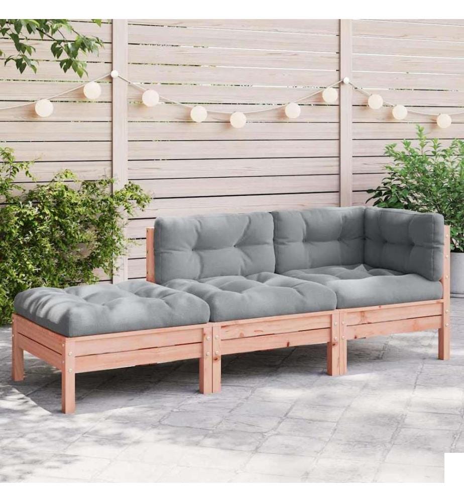 Canapé de jardin avec coussins et repose-pied 3 places