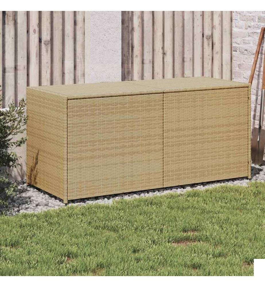 Boîte de rangement de jardin mélange beige 283L résine tressée