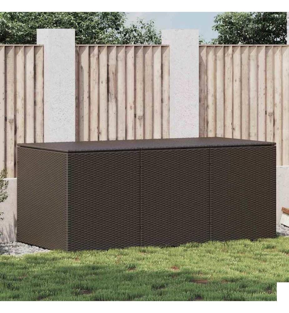 Boîte de rangement de jardin résine tressée 180x90x70 cm marron