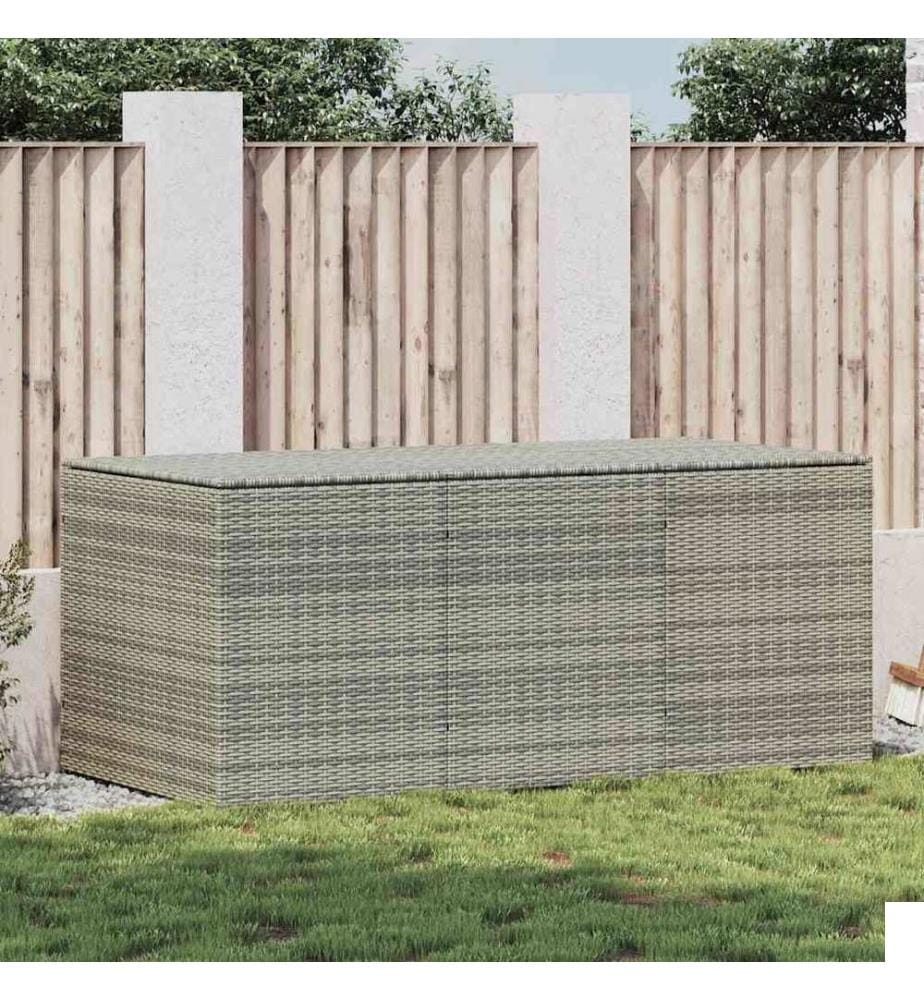Boîte de rangement de jardin résine tressée 180x90x70 cm gris