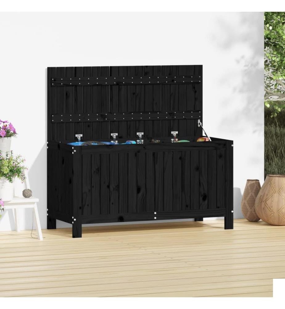 Boîte de rangement de jardin Noir 115x49x60 cm Bois massif pin