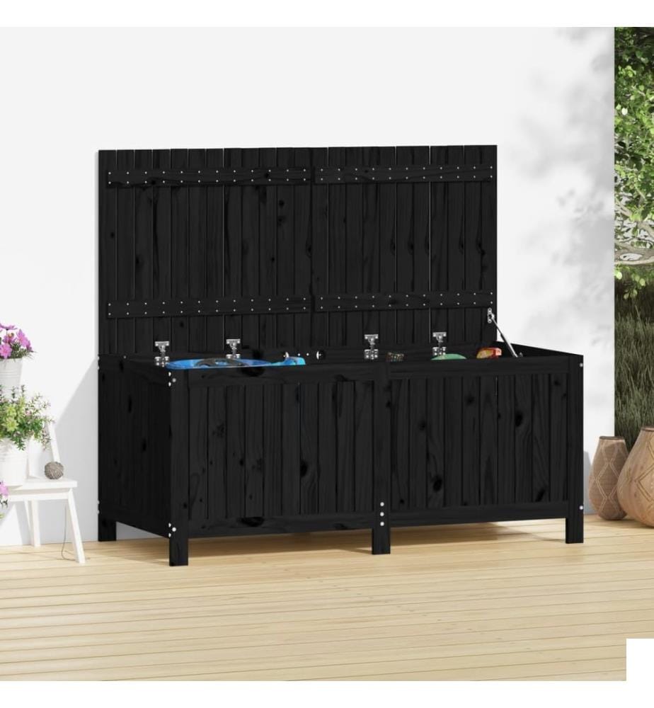 Boîte de rangement de jardin Noir 147x68x64 cm Bois massif pin