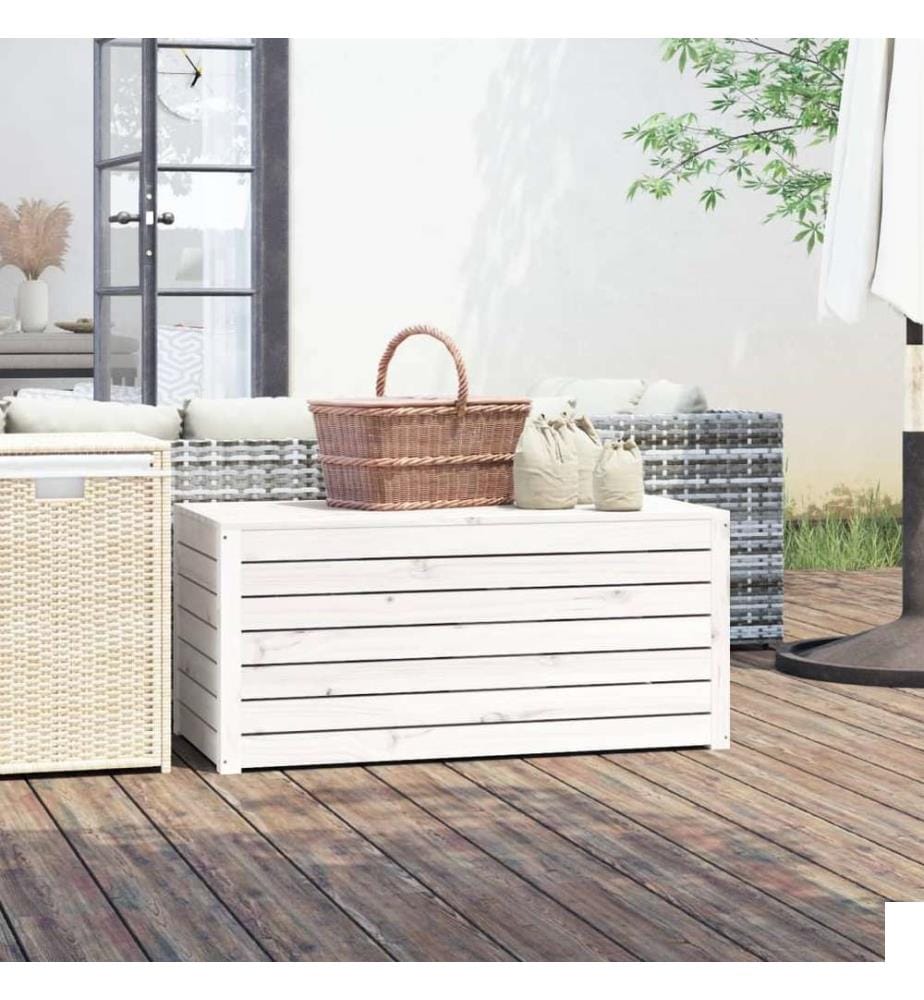 Boîte de jardin blanc 101x50,5x46,5 cm bois massif de pin