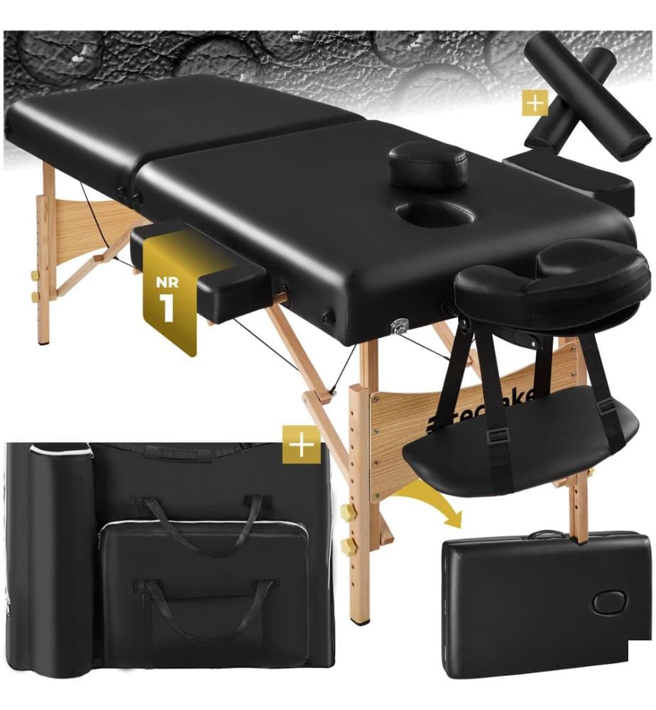 Table de massage Pliante 2 Zones 7,5 cm d'épaisseur - noir