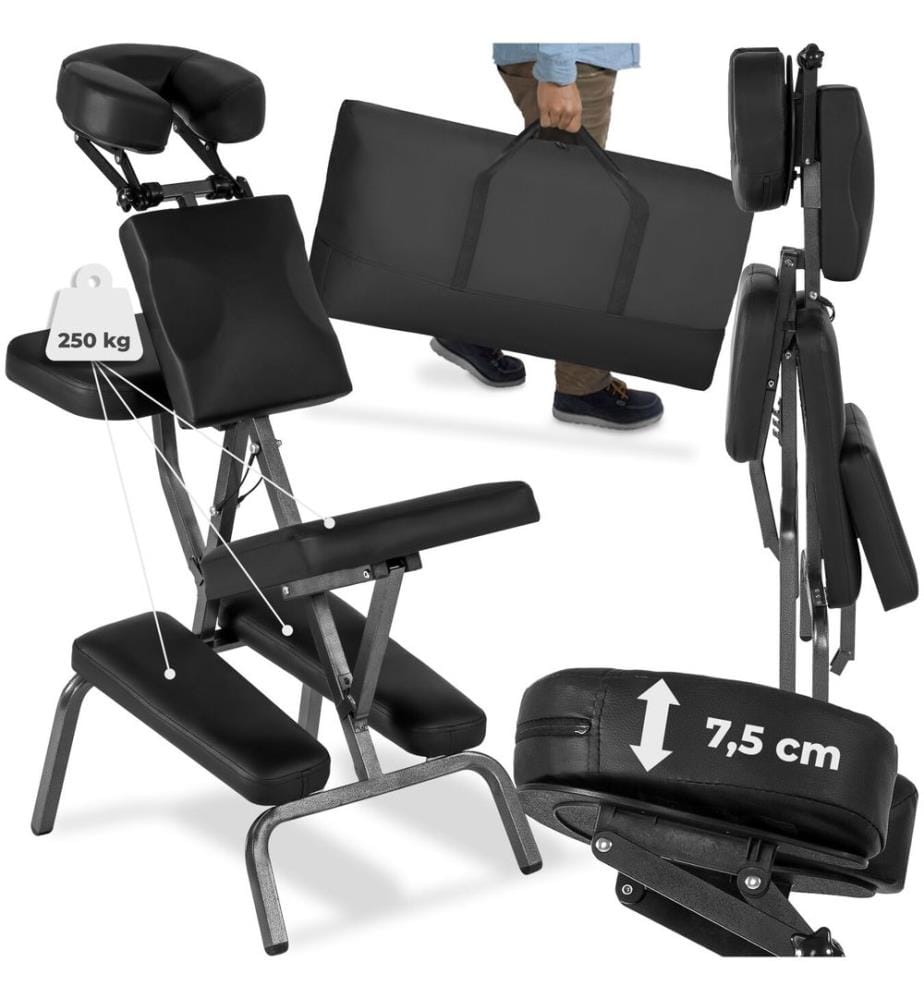 Chaise de massage, avec rembourrage épais, sac de transport - noir