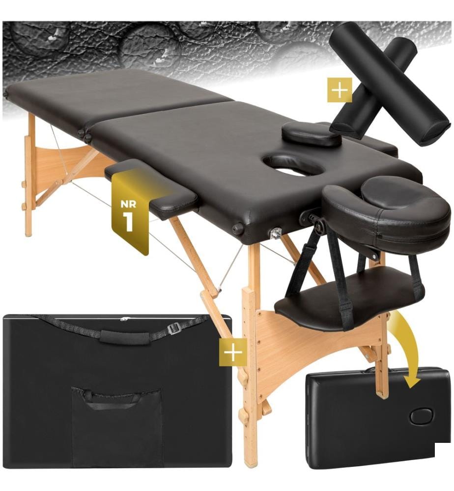 Ensemble de table de massage Freddi avec rouleaux de massage - noir