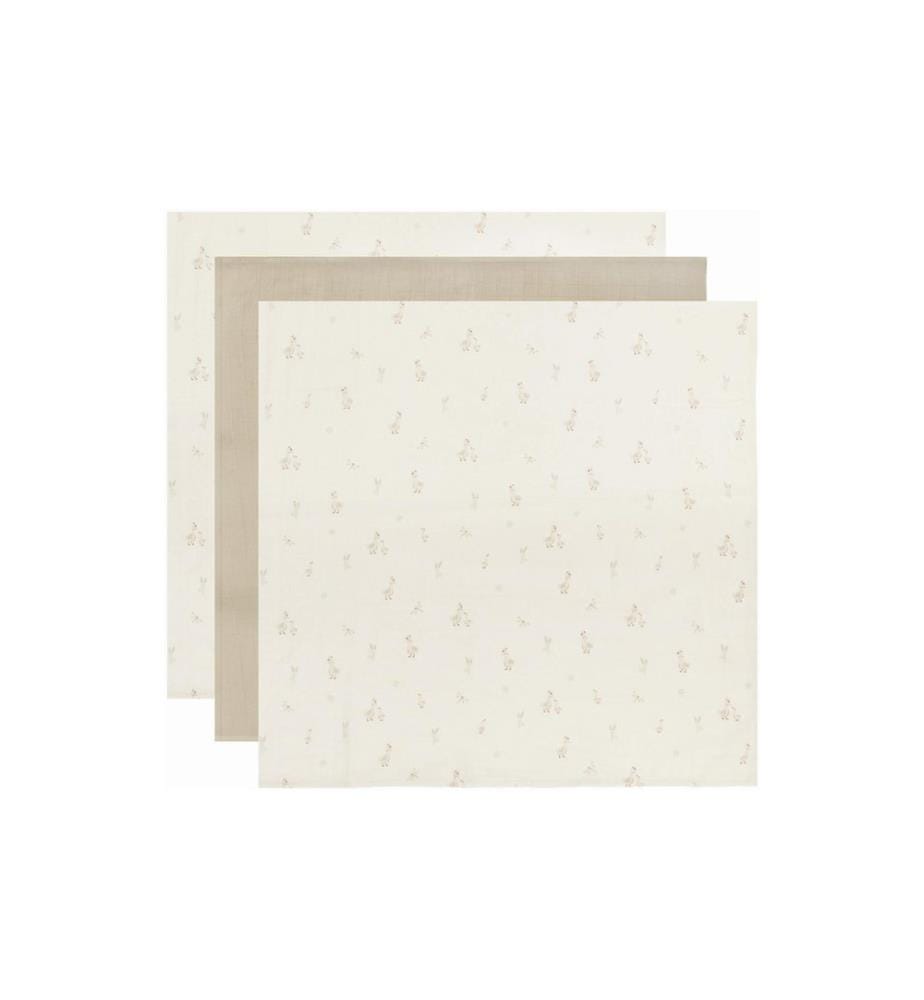 ZEWI bébé-jou Langes en mousseline 3 pièces, Beige 70 cm x 70 cm