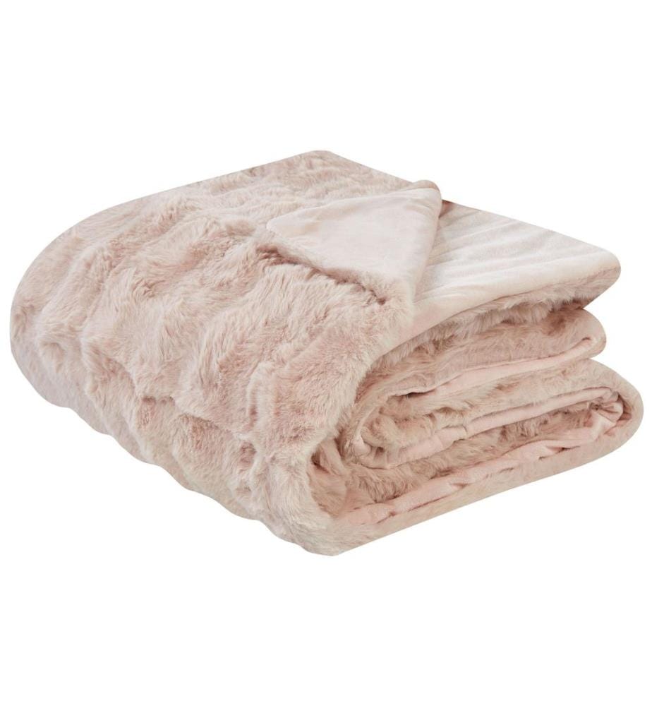 Couverture SALKA Fourrure synthétique 200 x 220 cm Rose pastel