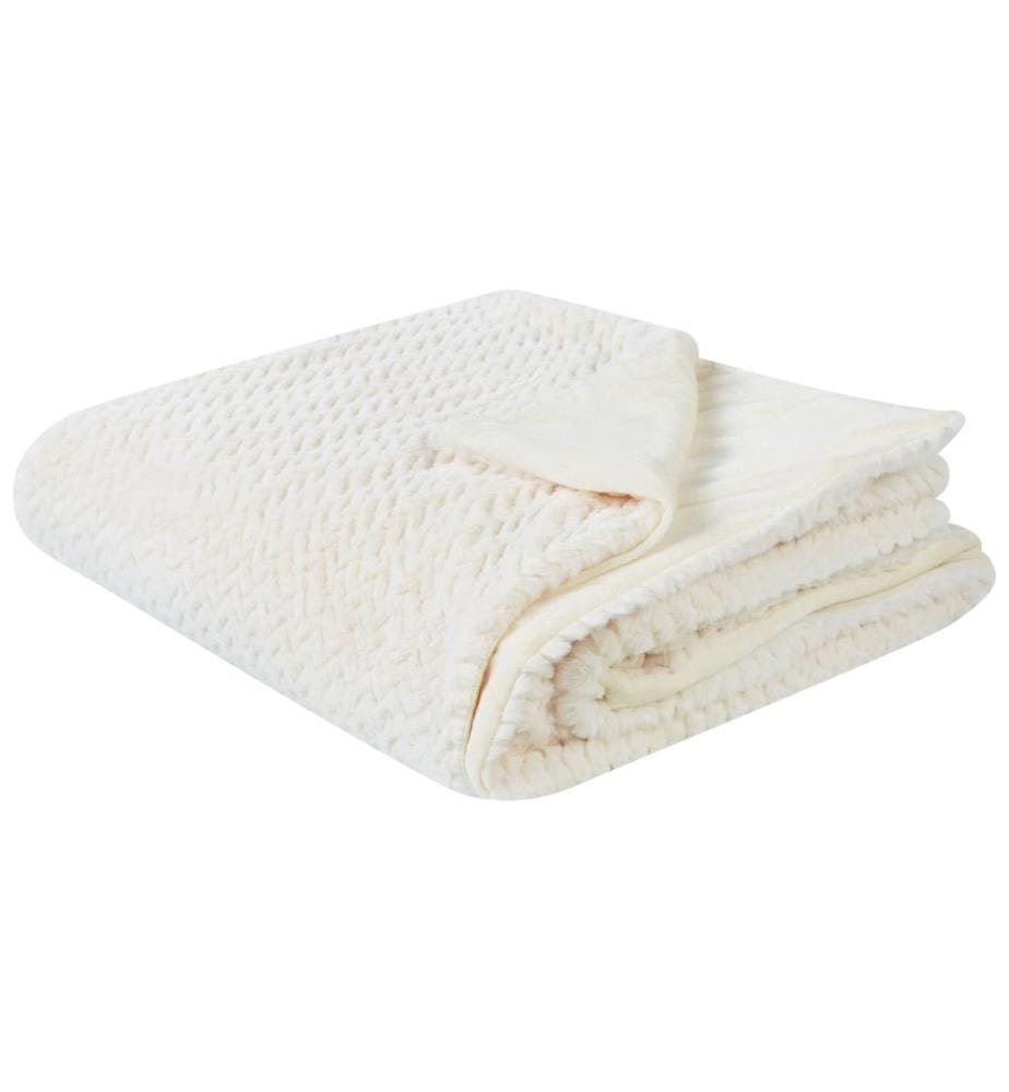 Couvre-lits SURMI Fourrure synthétique 150 x 200 cm Blanc cassé